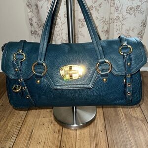 Miu Miu Teal Shoulder Bag with Gold Accents
